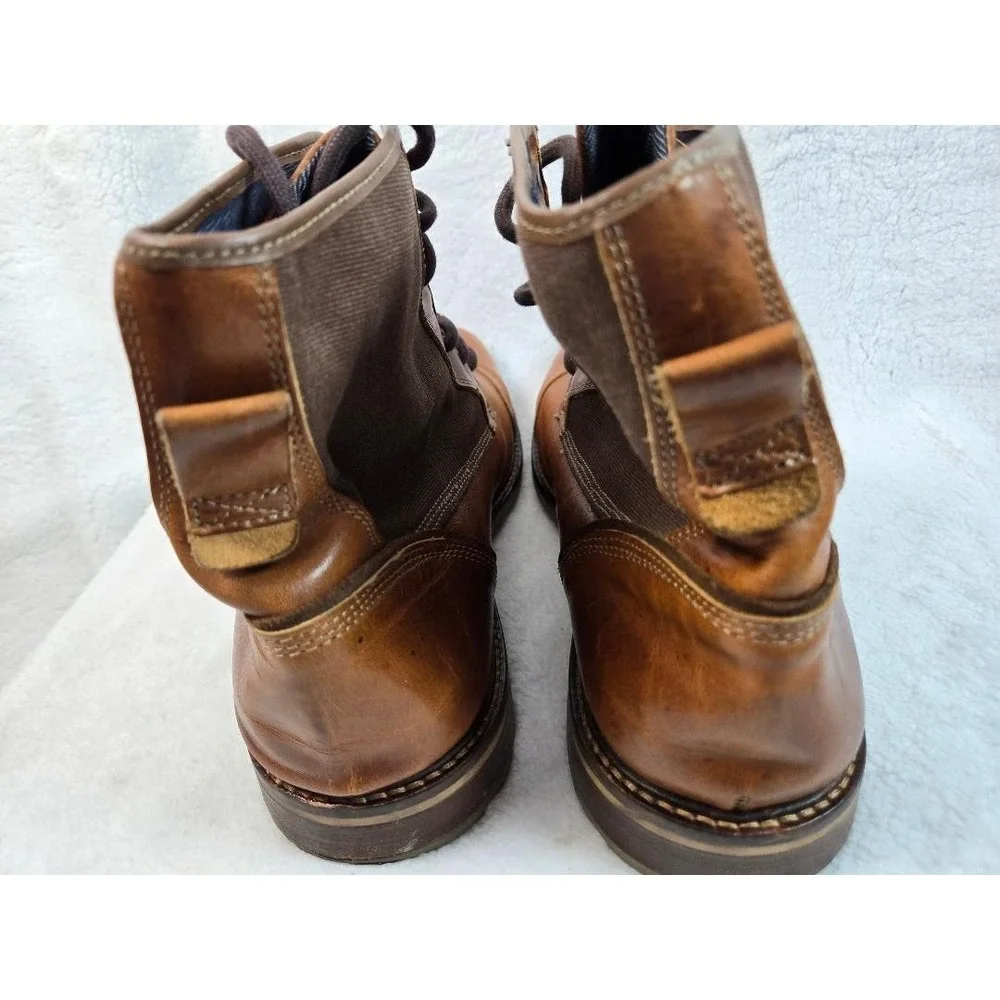 ALDO Gweawien Leather Brown Canvas Lace Up Cap Toe Ankle Casual Boots Size 13‎